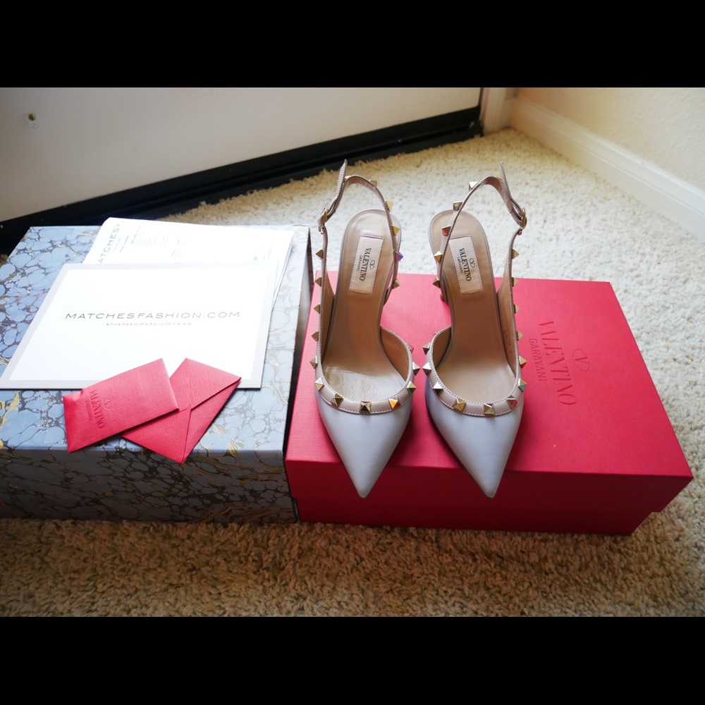 Valentino Slingback Rockstud Pumps in Poudre - Picture 3 of 8